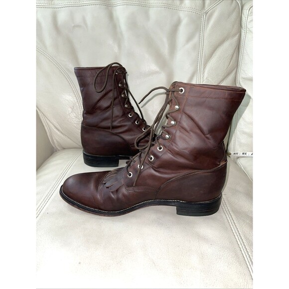 Tony Lama Vintage Packer Logger Boots Mens Size 11D Western Leather Lace Brown - Picture 5 of 14